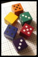 Dice : Dice - 6D - Multi Colered Wooded Dice with Blank 6 - Ebay Nov 2011